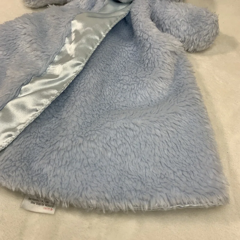 Gund Baby Puppy Dog Fluffey Huggy Buddy Blue Satin Fleece Security Blanket Lovey